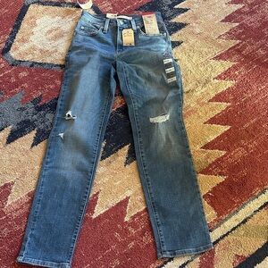 Levi's Women's Distressed Blue Straight Jeans